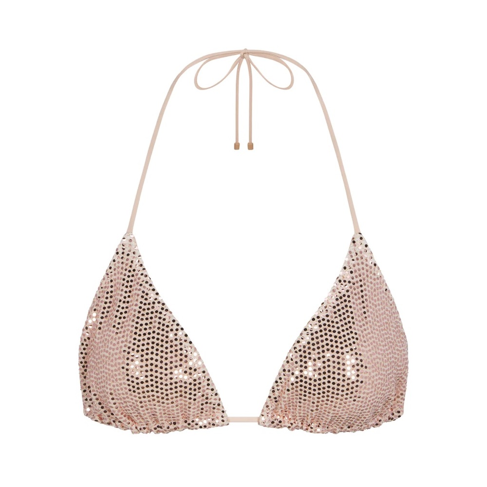 SKIMS Sequin Triangle Bikini Top in Clay
